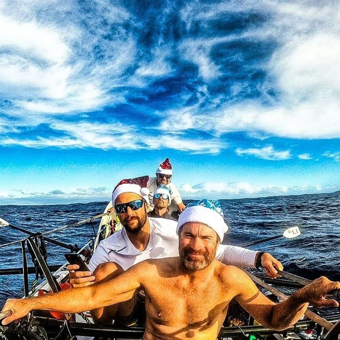 Christmas at sea: front to back: Keith Burnet, Josh Stone, Richard Stewart and James Allan