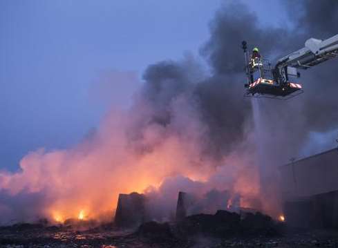 The scene of the fire, into the evening