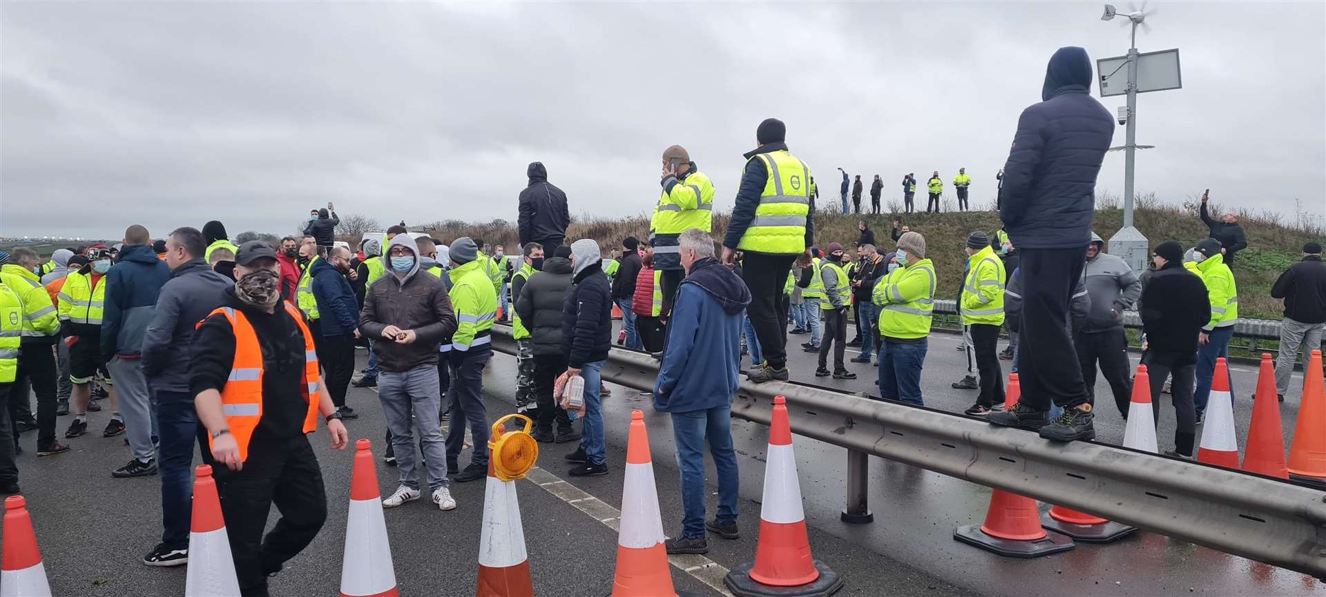 There are problems at Manston too - drivers have left their vehicles to protest in the road