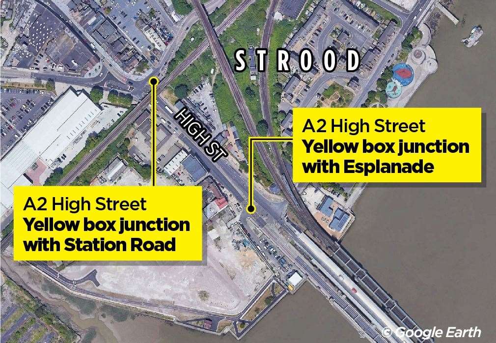 Two yellow boxes will be enforced with ANPR cameras on Strood High Street.