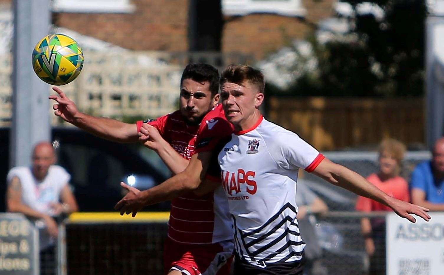 Deal Town defender Alfie Foster, right, also netted against Rusthall. Picture: Paul Willmott