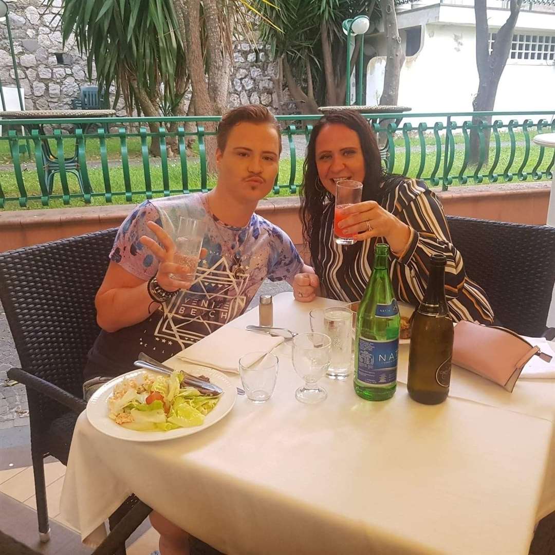 Tommy Thwaites and his mum Claire Fry on their last holiday together in Italy