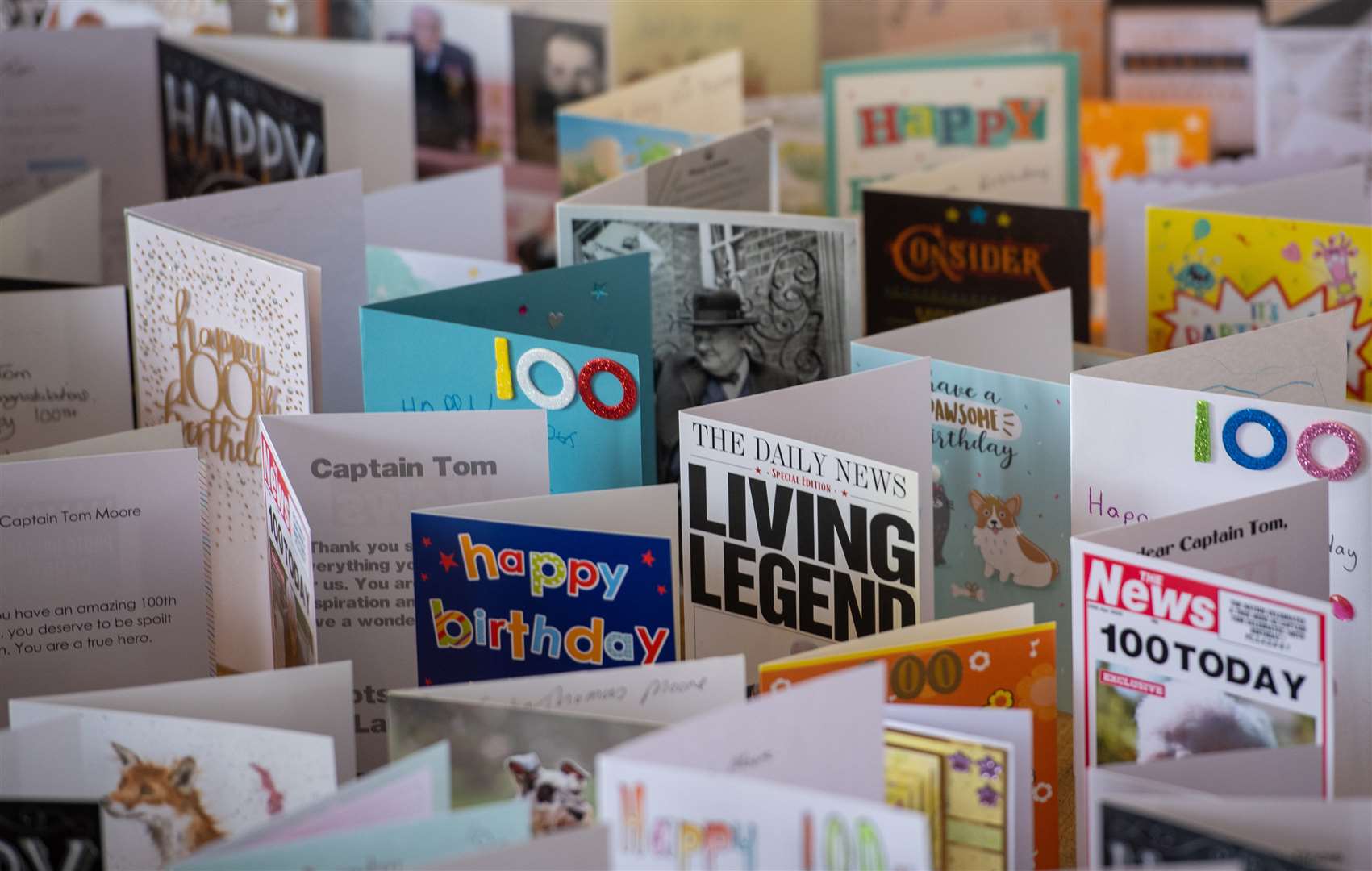 Birthday cards for Captain Tom Moore at Bedford School (Joe Giddens/PA)