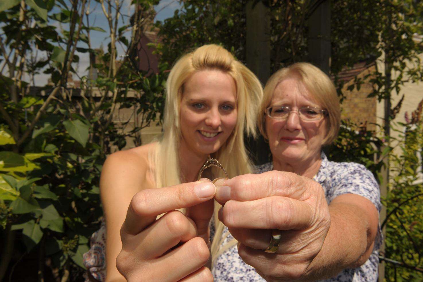 Toni Crouch, who found the ring, with Jackie Cook