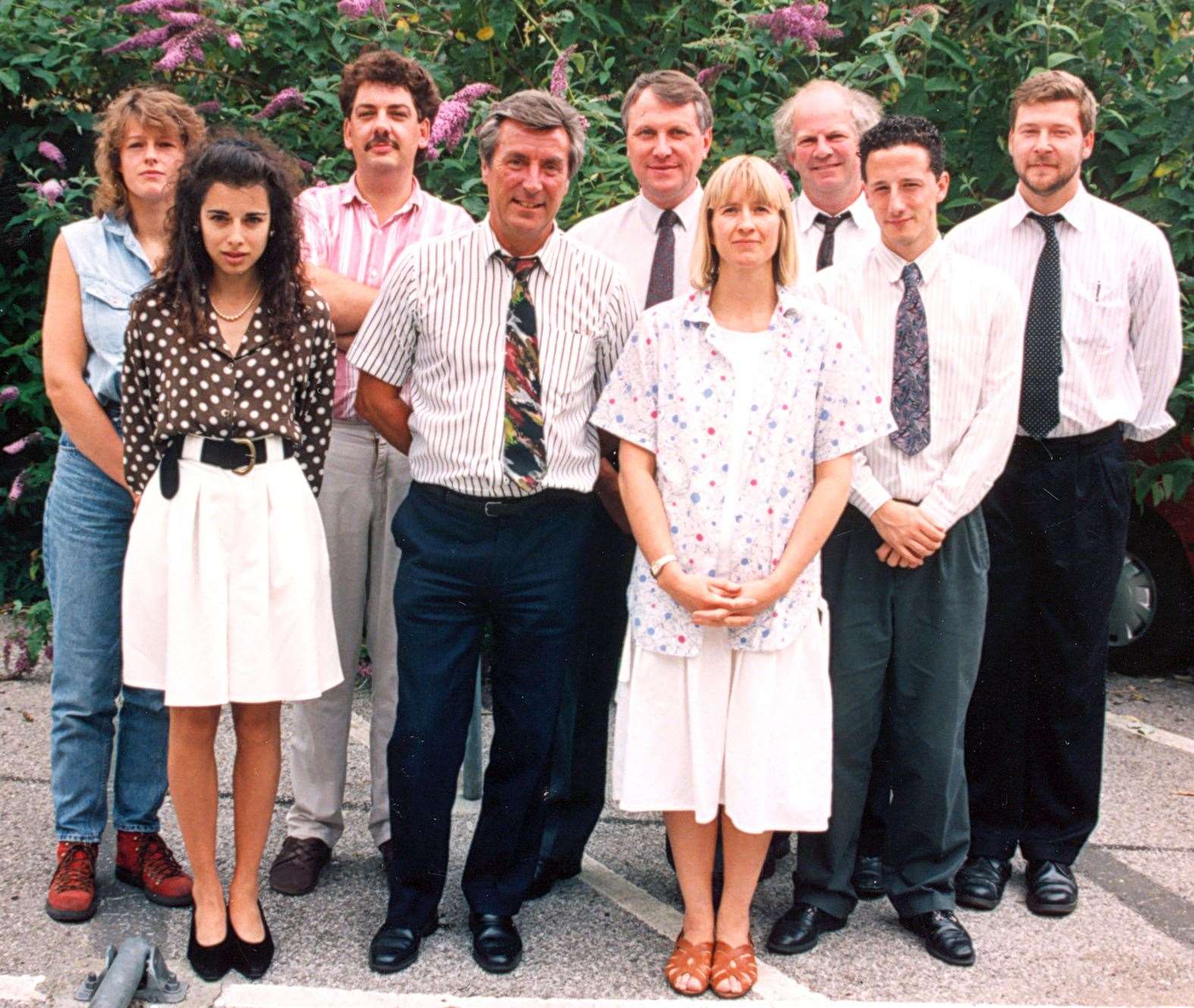 John Rogers, centre, and some of his staff at the East Kent Gazette and Sheppey Gazette including his deputy Christine Rayner on his left. Picture: The Rayner Collection