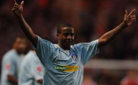 Former Charlton player Kevin Lisbie celebrates his second goal. Picture: BARRY GOODWIN