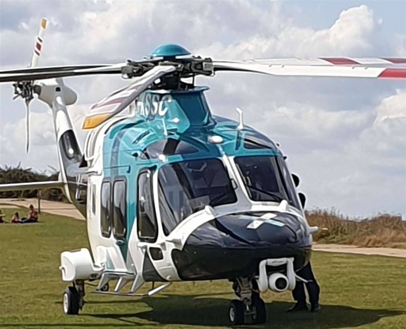 Simon Higgins took this photo of the air ambulance after it landed in the car park