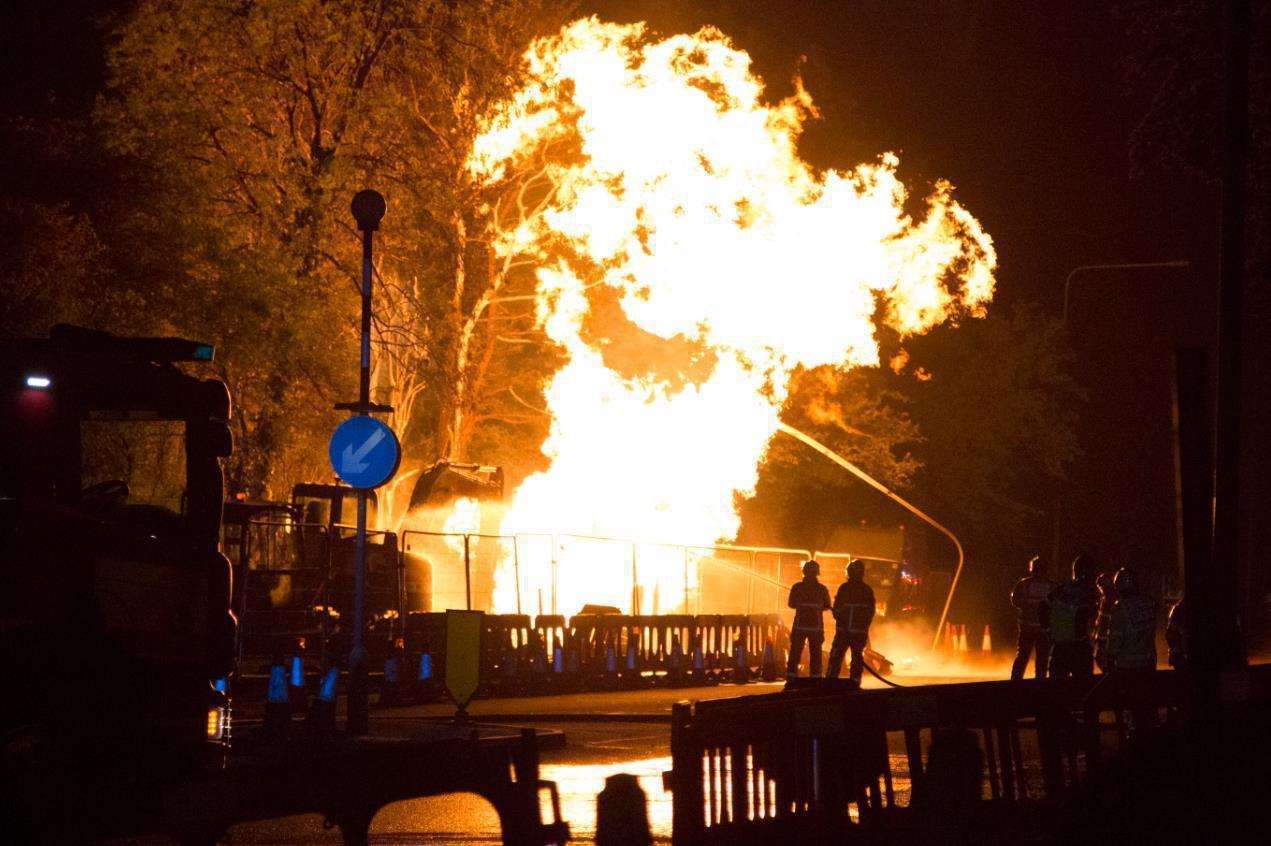 The huge fire as it raged at Estuary View, Whitstable. Picture: Chris Rowden.