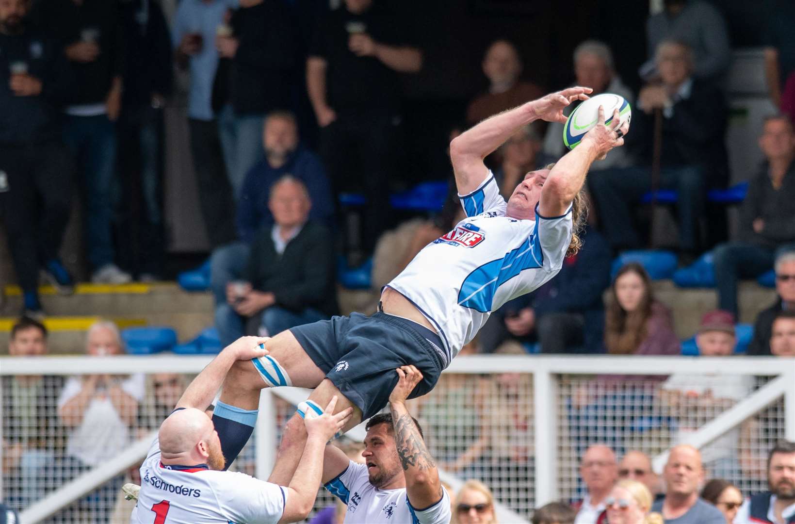 Kent win the ball in their victory over Hampshire. Picture: Mark Deller of Windandsurf Images