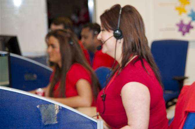 Call centre staff at Cabot Credit Management handle Comic Relief calls.