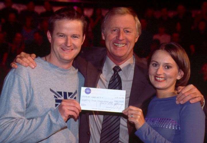 Steve and Lyn Garnett with presenter Chris Tarrant