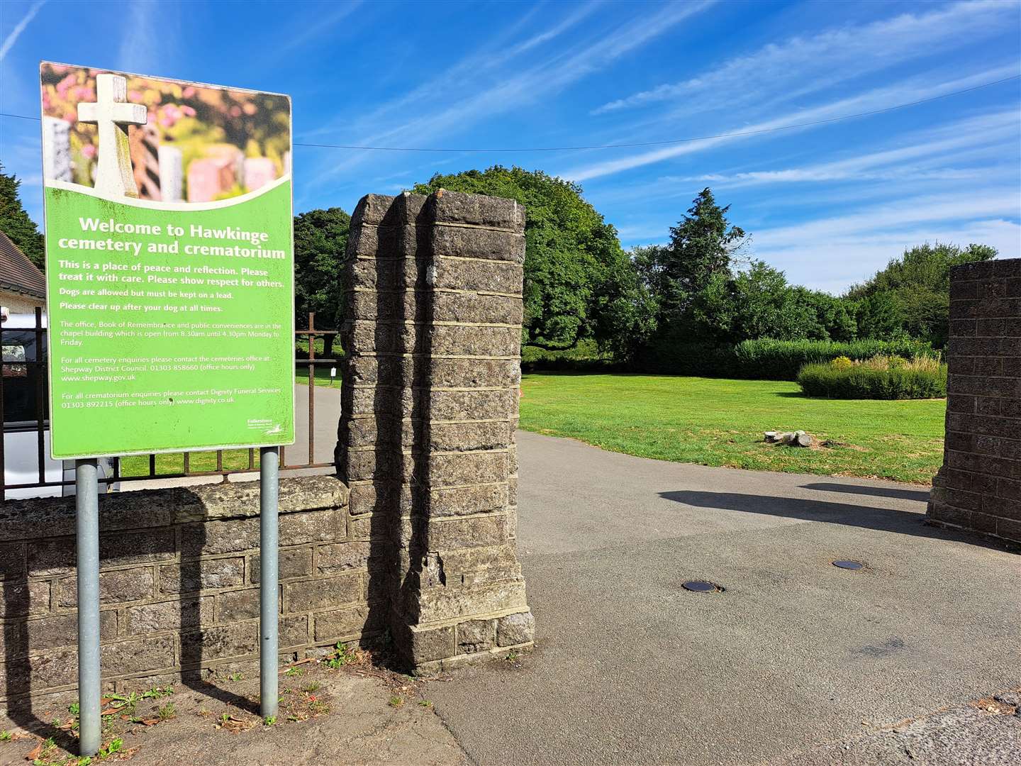 Hawkinge Cemetery is operated by Folkestone & Hythe District Council