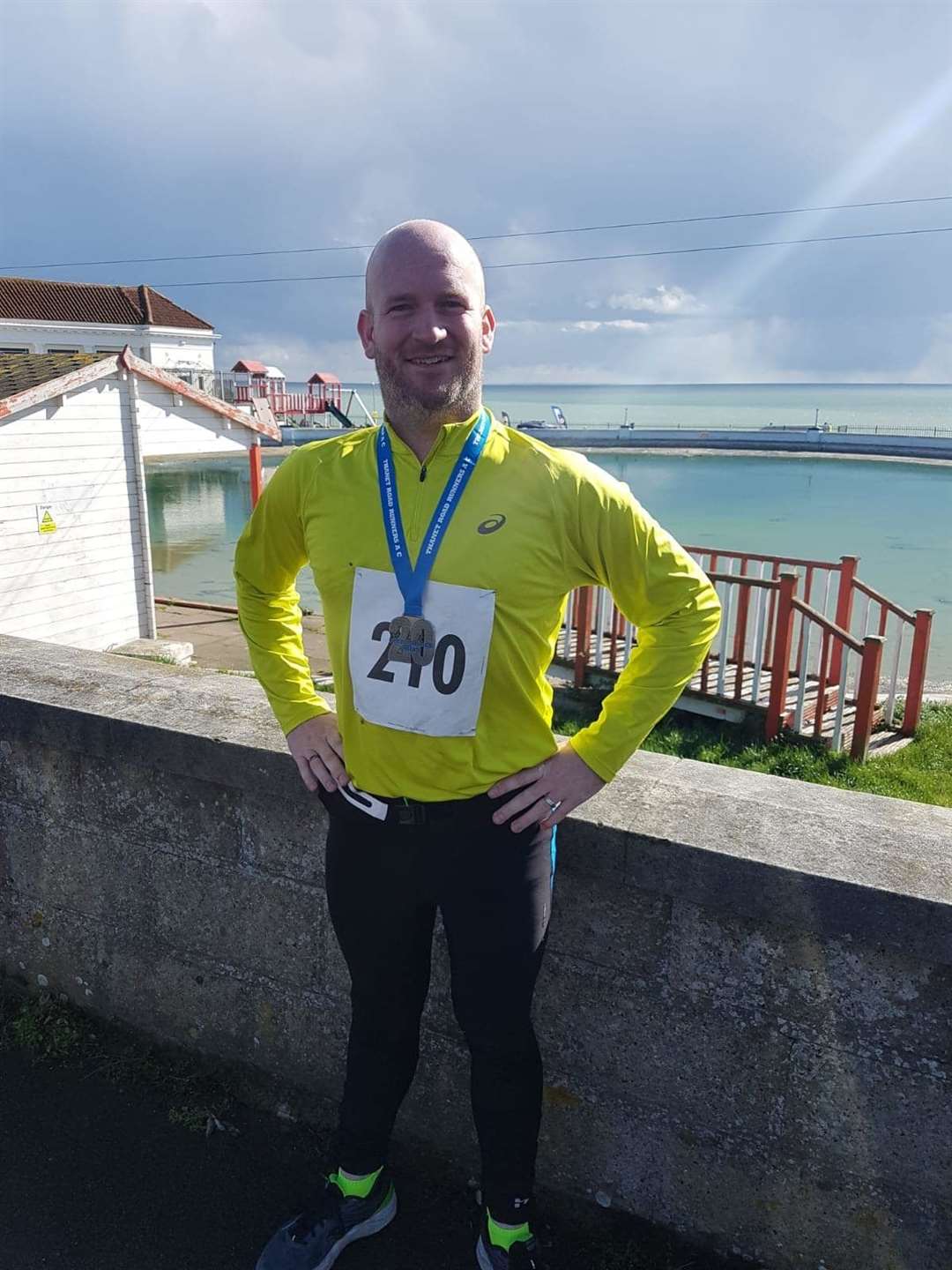 Martin Roby after finishing a 20-mile pracice run Picture: East Kent Hospitals University NHS Found Trust