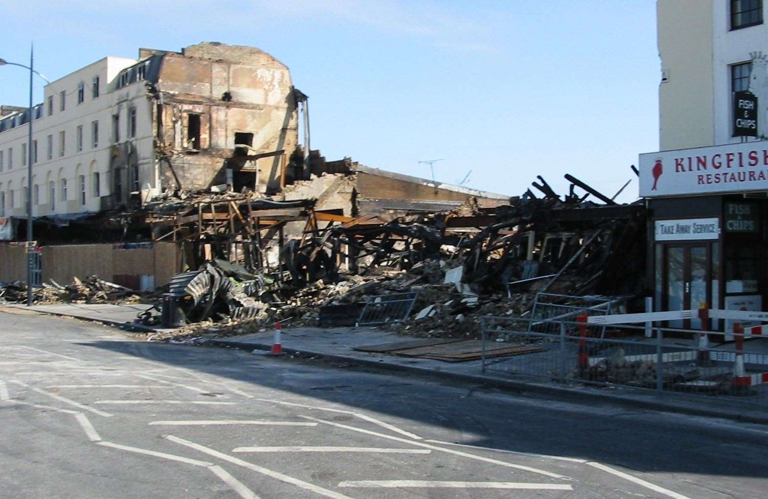 Aftermath of Margate seafront fire at the Mr G’s amusements. Picture: Peter Barnett