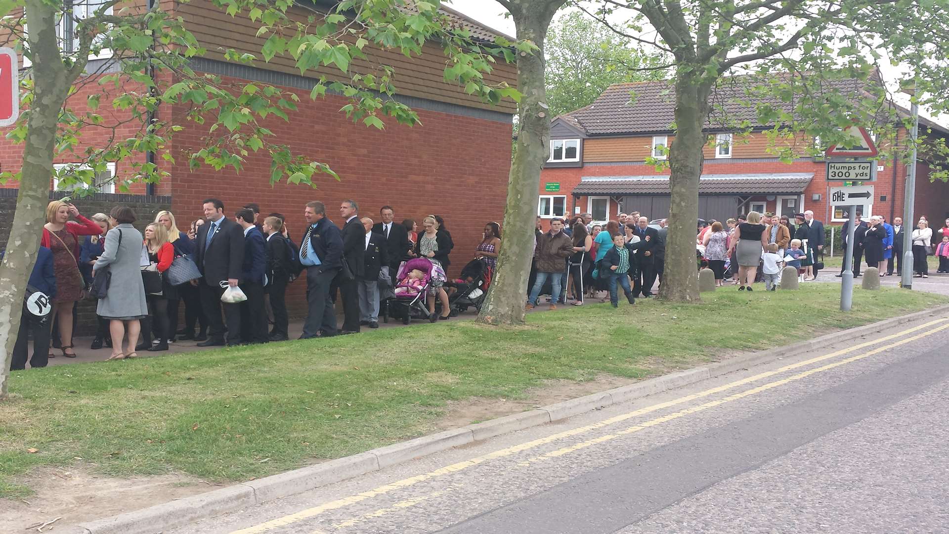 Soldiers' families and guests gather at Howe Barracks ahead of the Queen's arrival