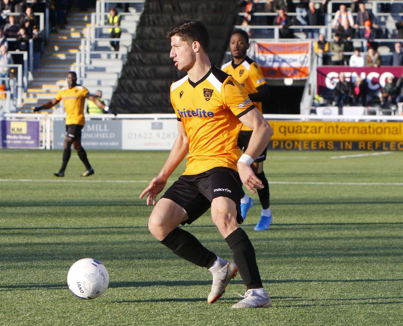 Maidstone midfielder Zihni Temelci in action against Braintree at the weekend Picture: Andy Jones