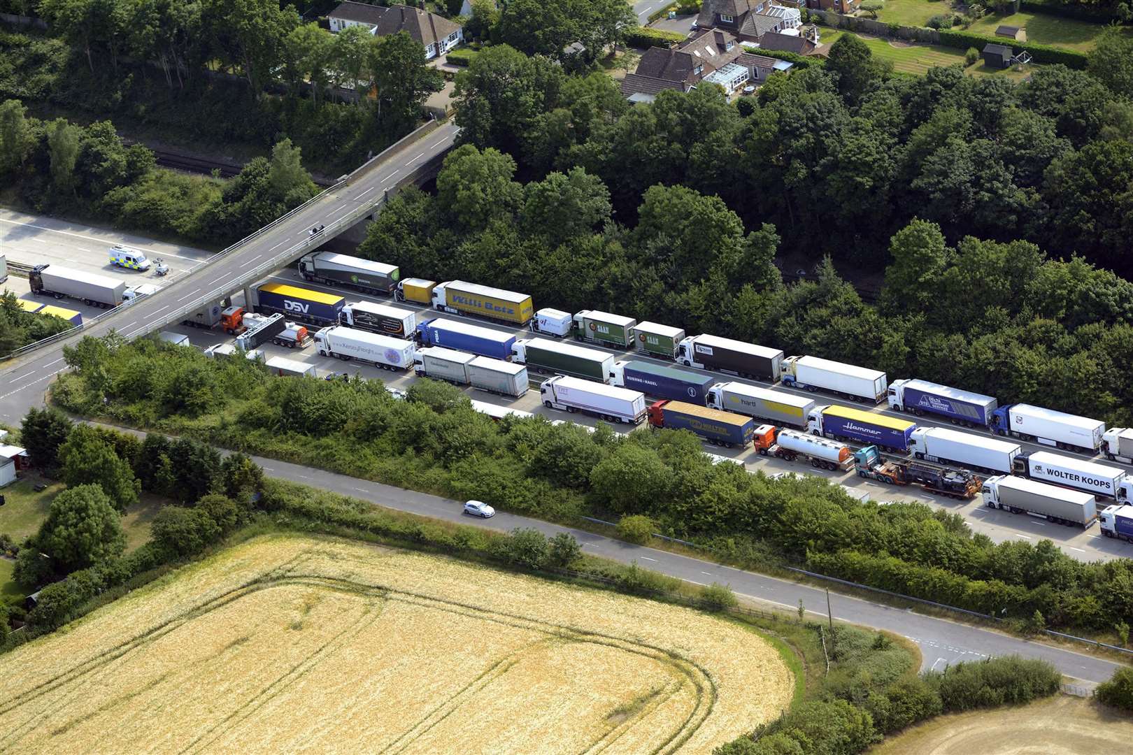 Lorries Gridlock the M20. Picture: Simon Burchett