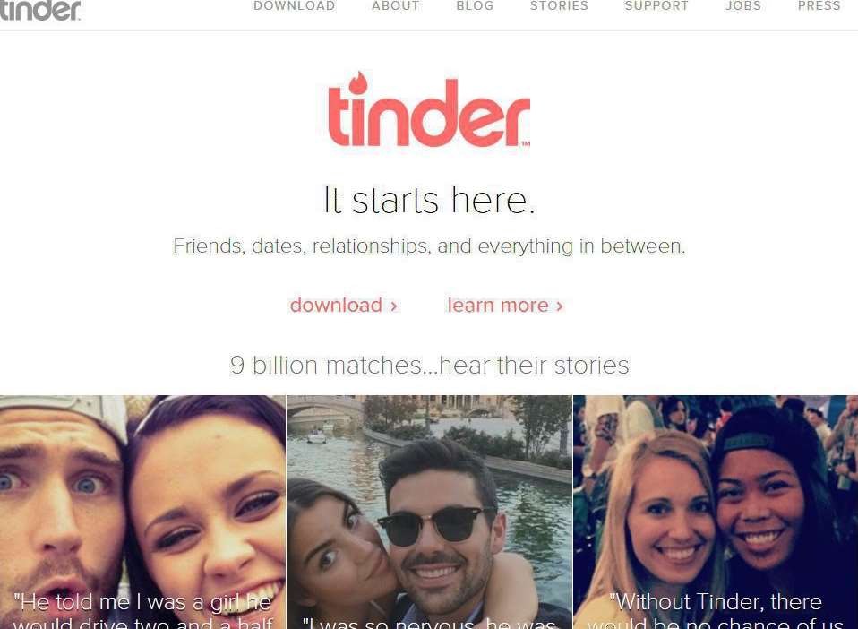 Tinder's website