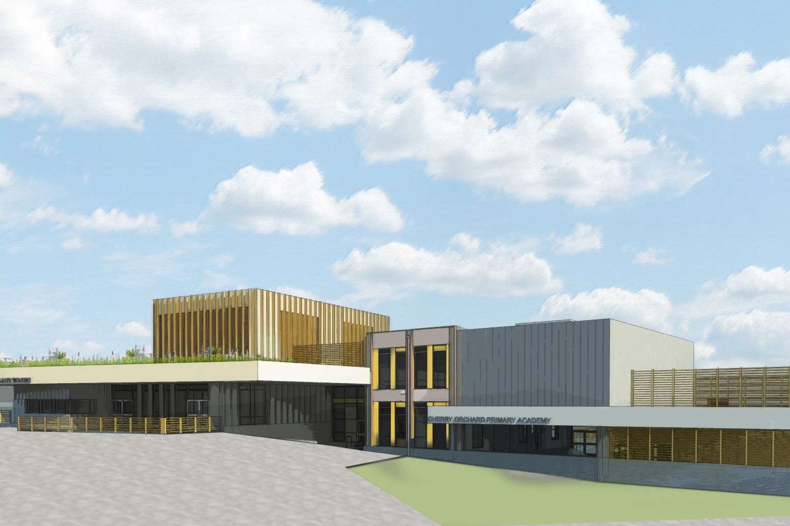 Ebbsfleet Garden City has its first primary school. Artist's impression from architect Lee Evans