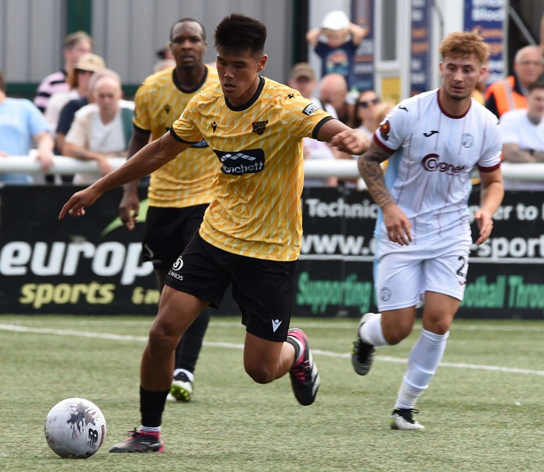 Bivesh Gurung in the thick of the action. The Stones midfielder wants to have more influence on matches this season. Picture: Steve Terrell