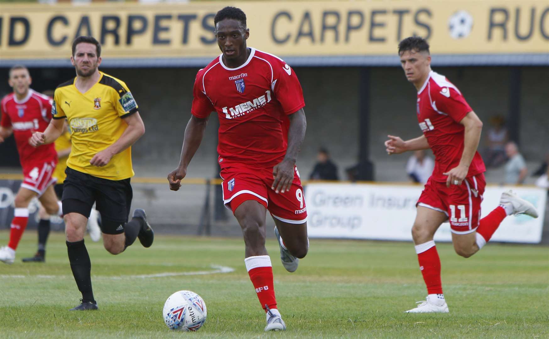 Gillingha's Brandon Hanlan on the attack at Folkestone. Picture: Andy Jones