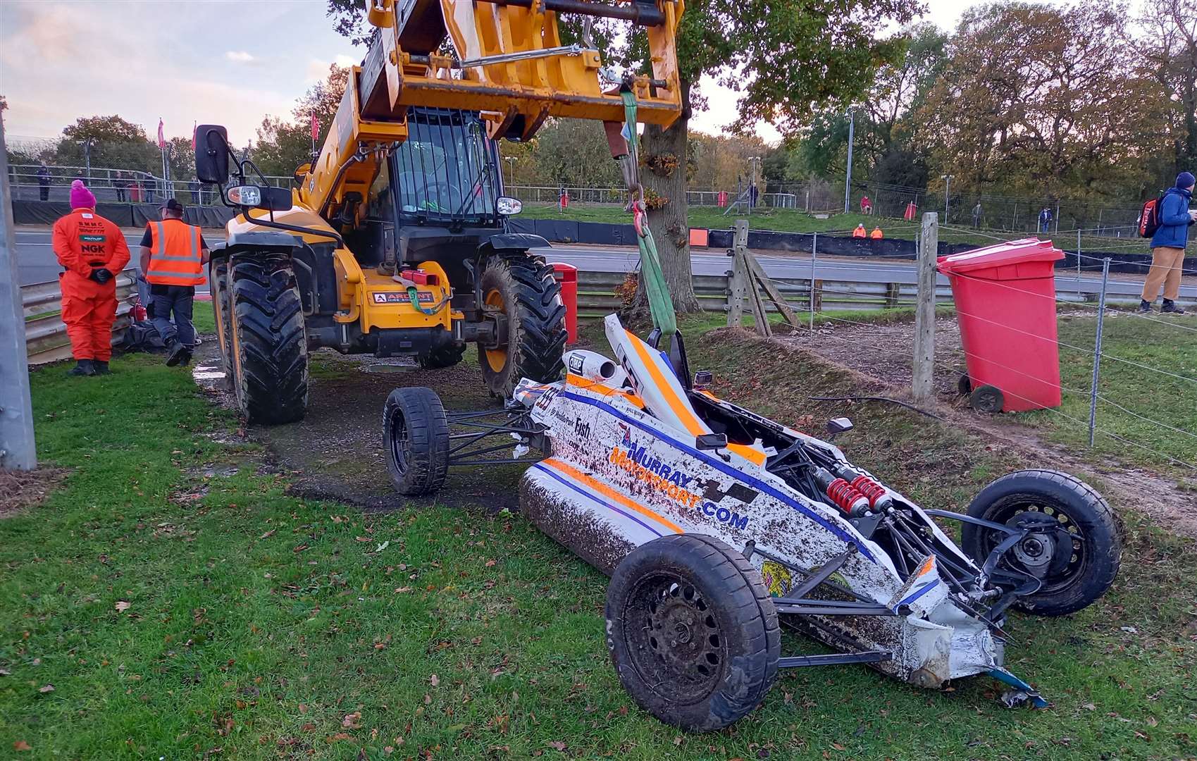 Niall Murray's event ended at Druids, with his Team Dolan-run Van Diemen suffering heavy damage. Picture: Joe Wright