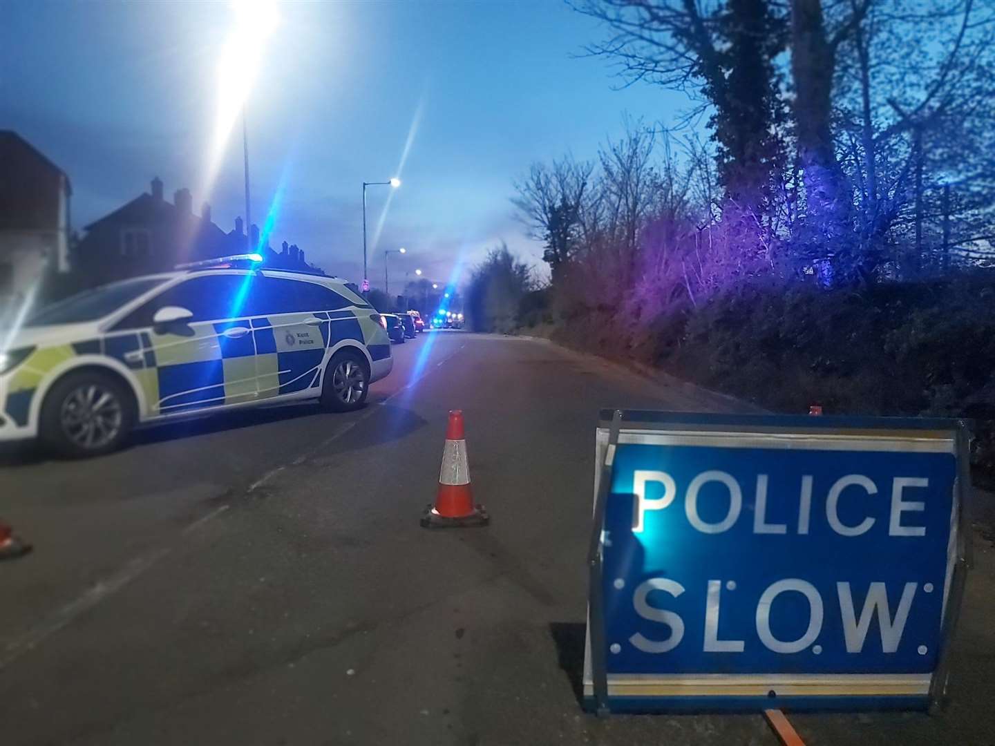 Emergency services in Littlebourne Road last night. Picture: Kent Police