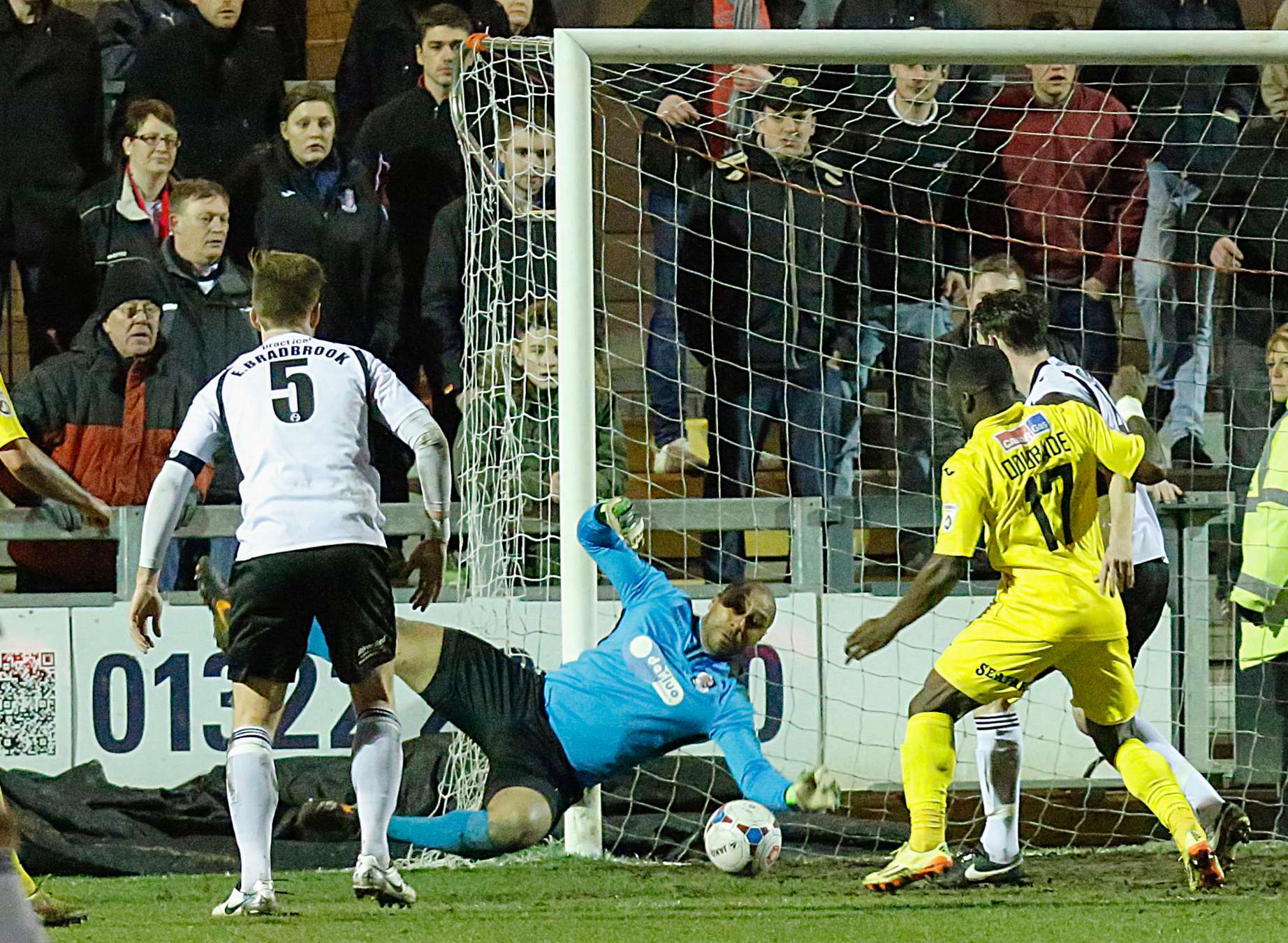 Jason Brown gets down to save as Dartford come under pressure Picture: Matthew Walker