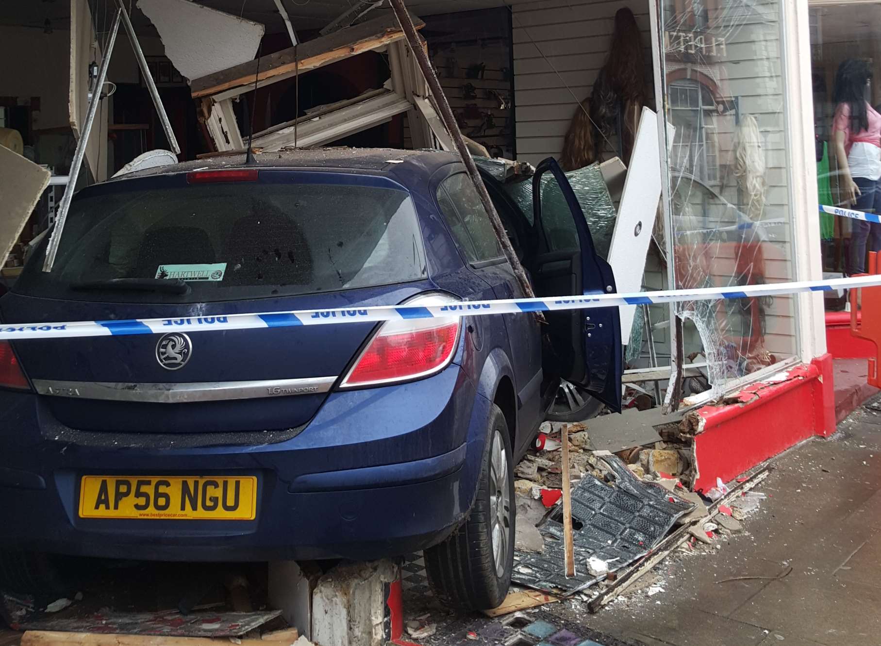 A car has smashed through the front of a Margate beauty salon