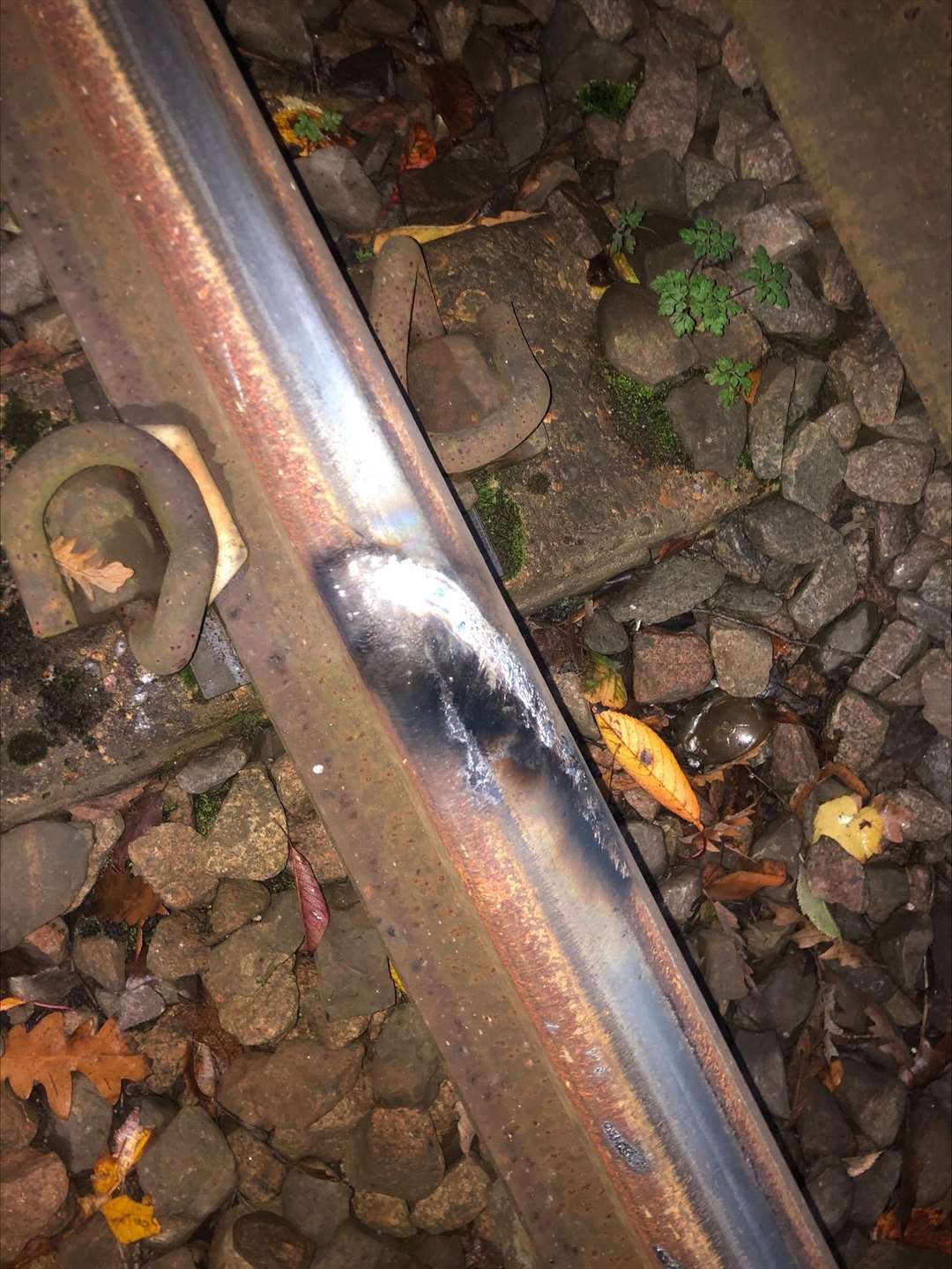 A railway line was severely damaged near Maidstone Barracks after vandals chucked a shopping trolley onto the tracks. Picture: Network Rail