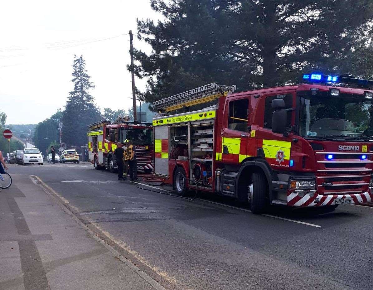 Two fire engines were pictured at the scene in Gladstone Road, Maidstone. Picture: Paul McPolin