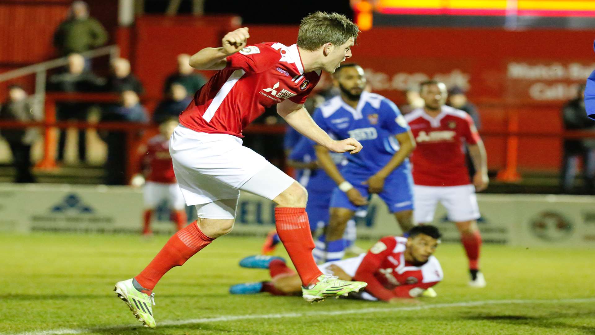 Adam Cunnington rifles in his second goal against Staines Picture: Matthew Walker