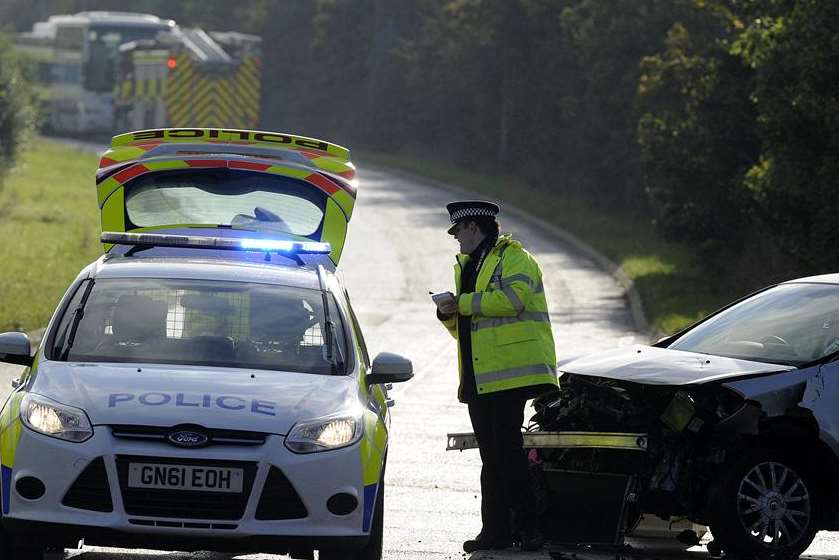 Police at the scene of double crash