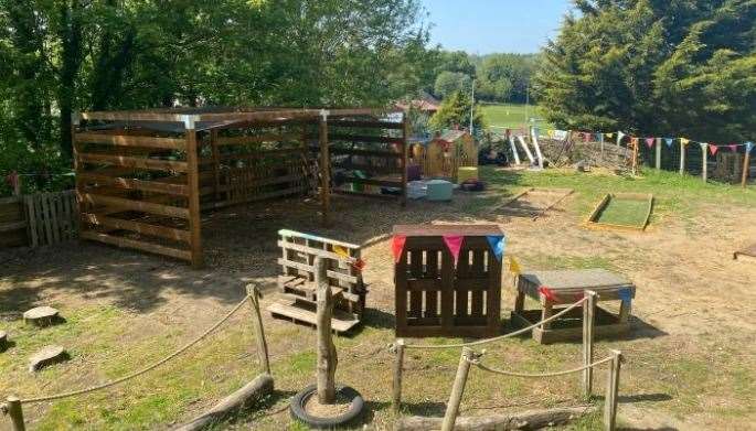 Fawkham Montessori's outdoor area before the damage. Picture: Fawkham Montessori Pre-school