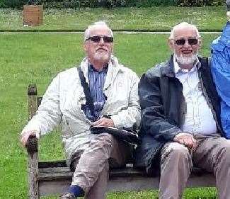 Alain Ausseurs, Chairman of Forgeres Twinning Association, with Mike Elvy at Ightham Mote in June 2019