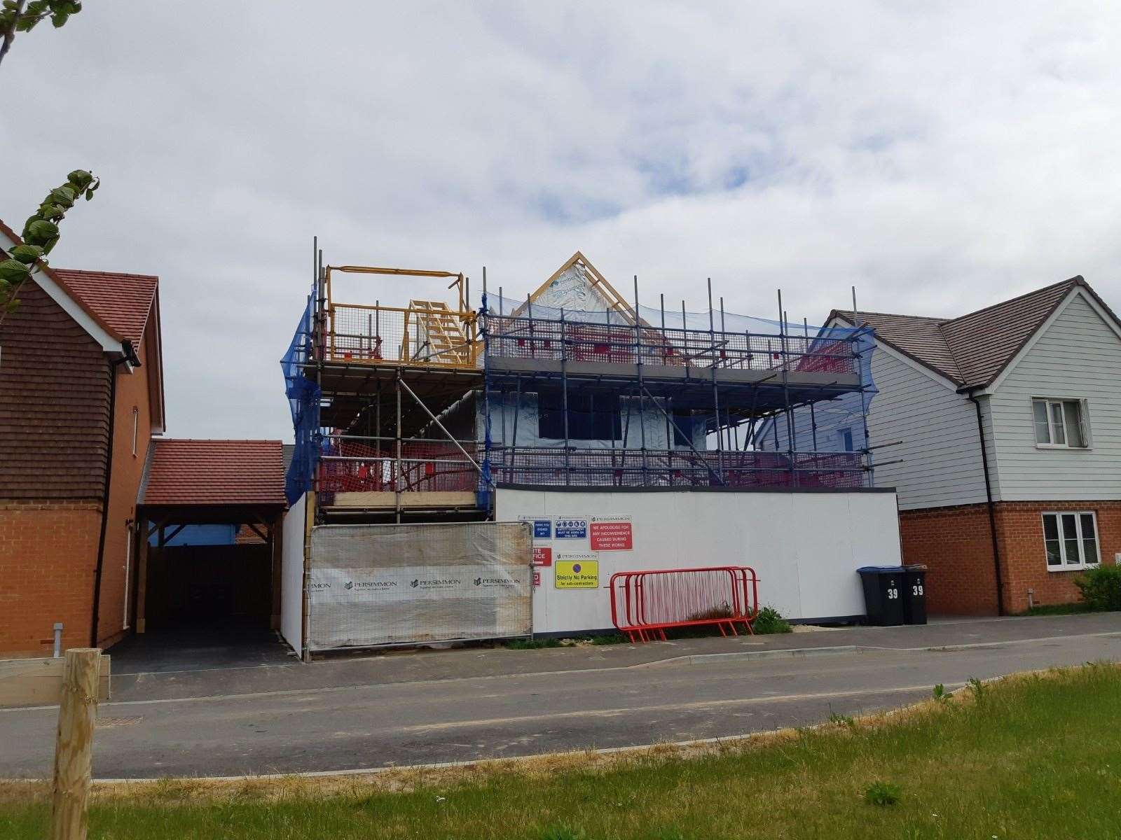 The fire ravaged home in Cornfield Row in Deal remains under reconstruction