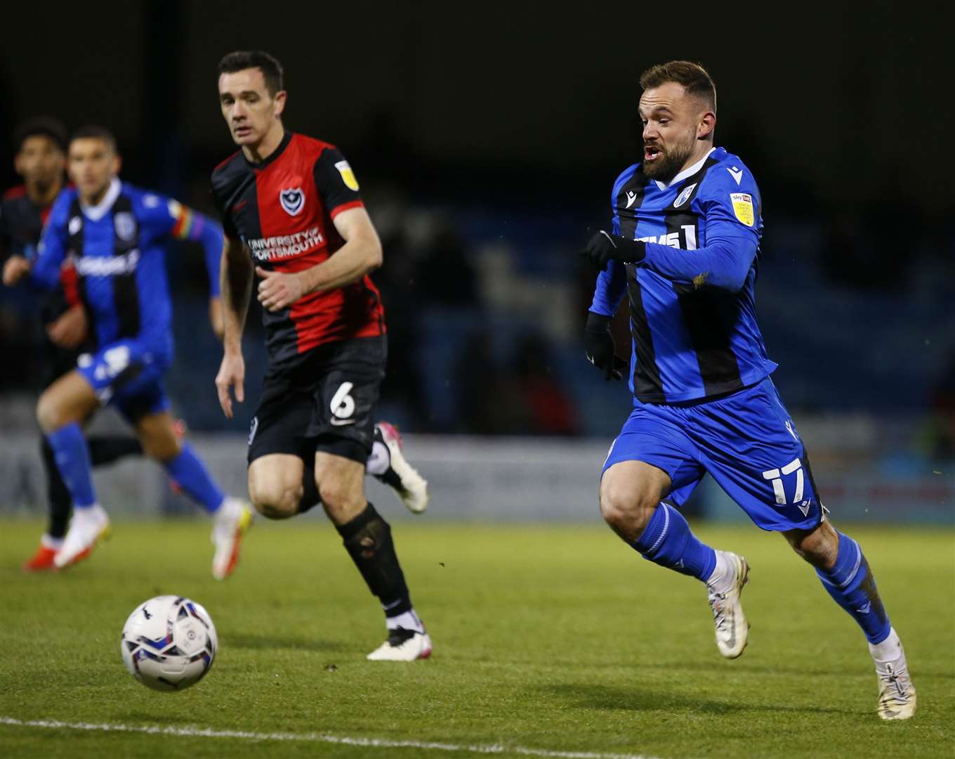 Danny Lloyd gives chase against Pompey. Picture: Andy Jones