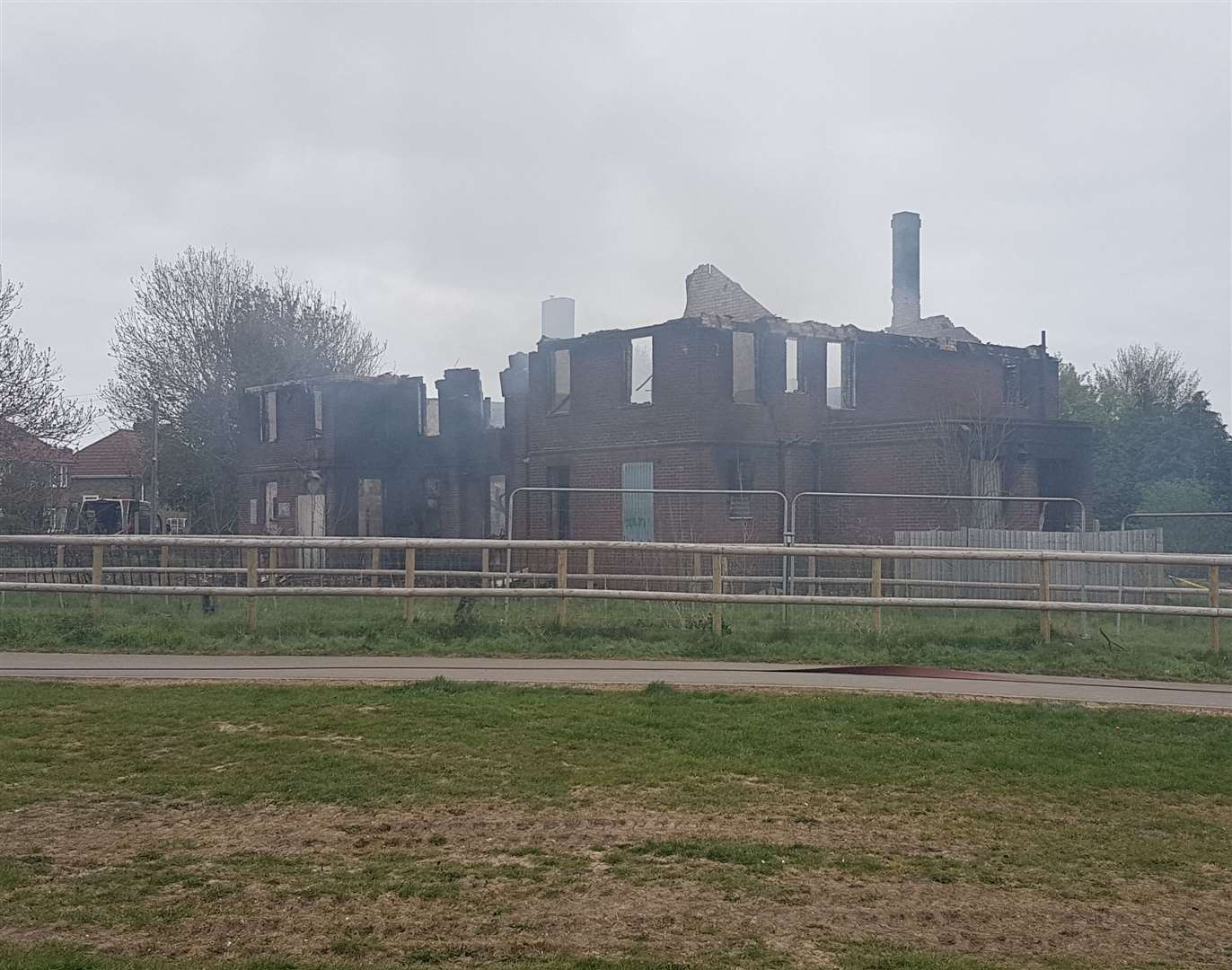 The gutted clubhouse pictured in April 2020