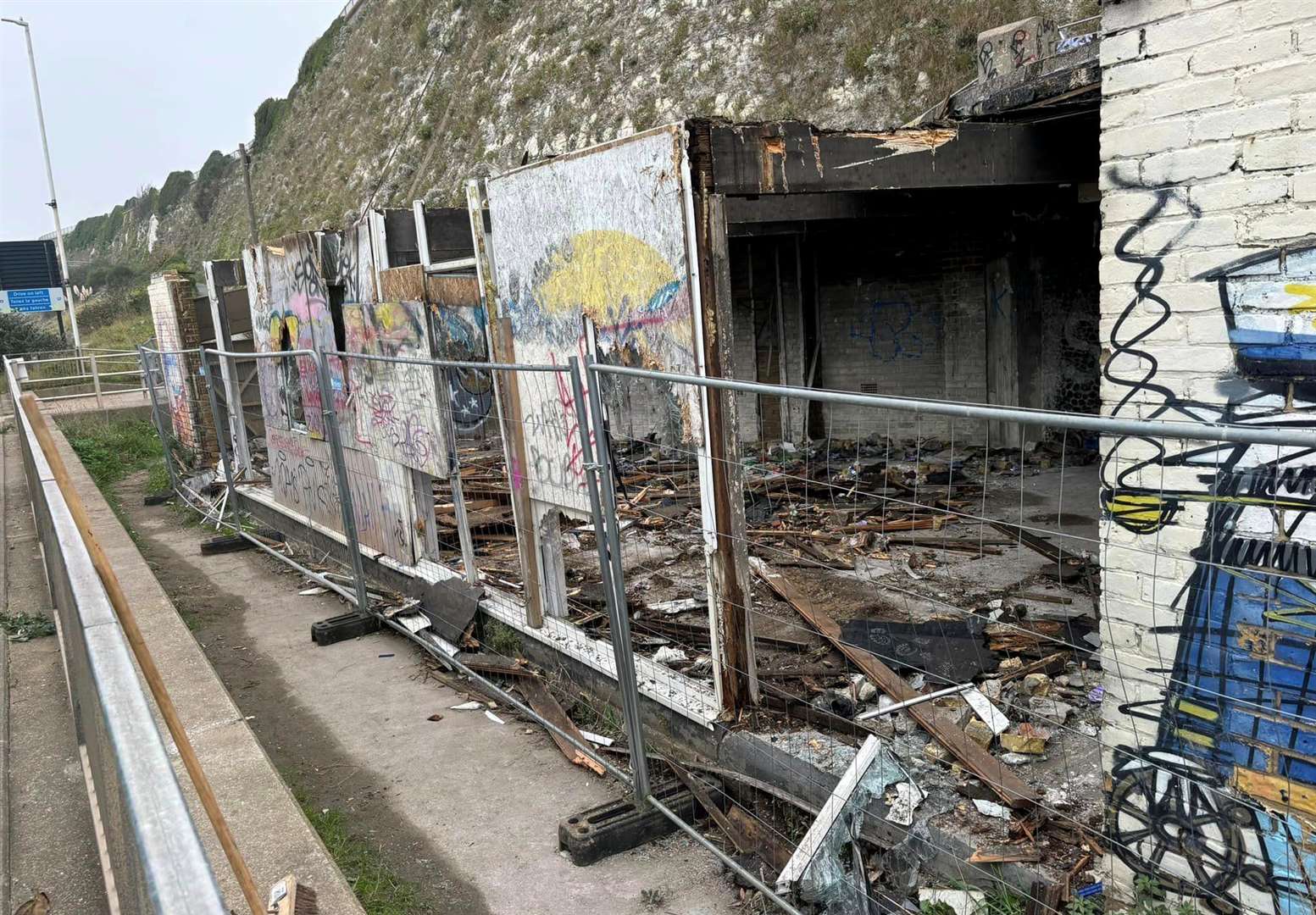 Demolition work has started at the former cafe at the Western Undercliff in Ramsgate. Picture: Maxine Morgan