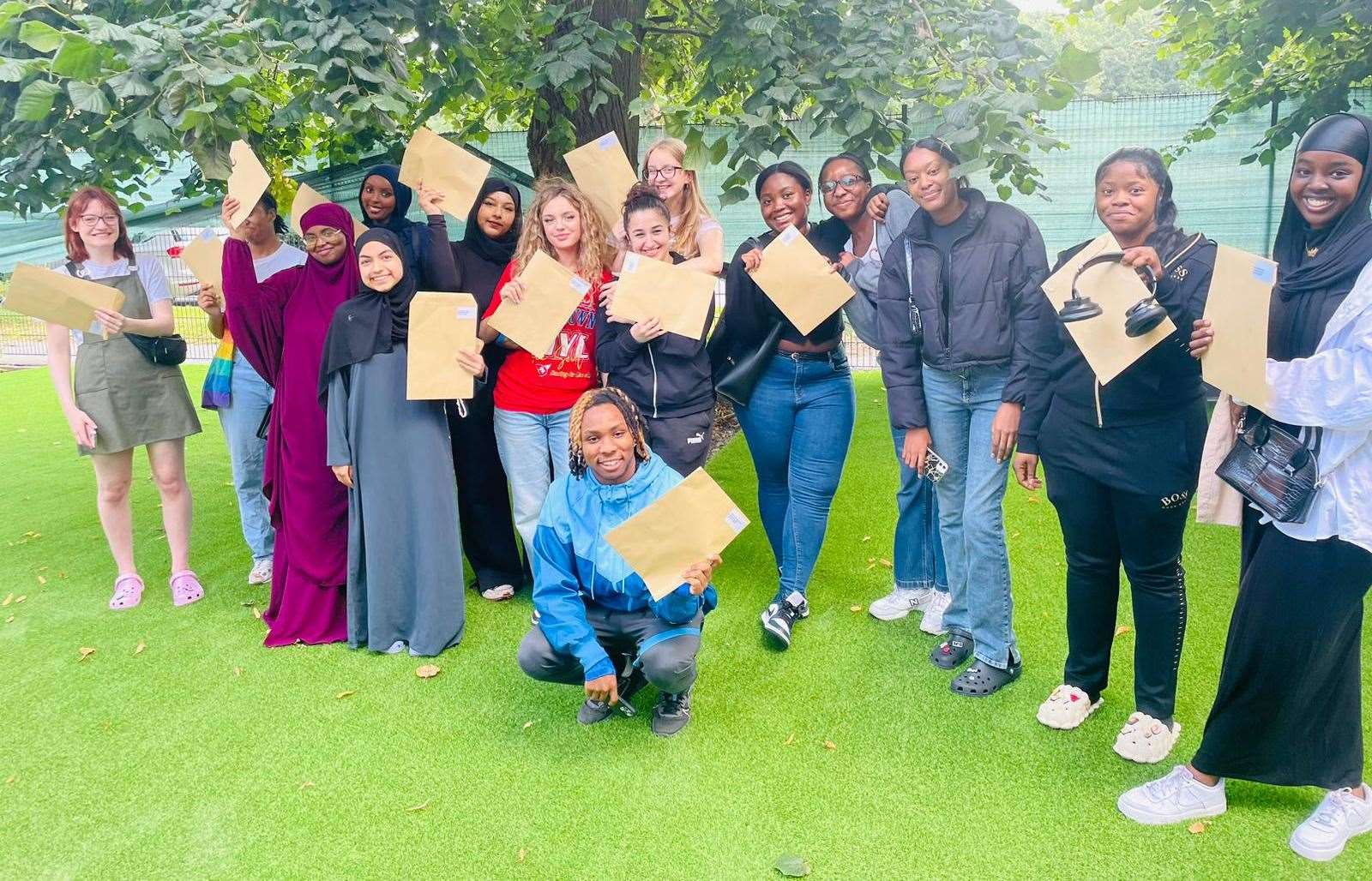 Pupils at Harris Girls’ Academy Bromley celebrate receiving their exam results