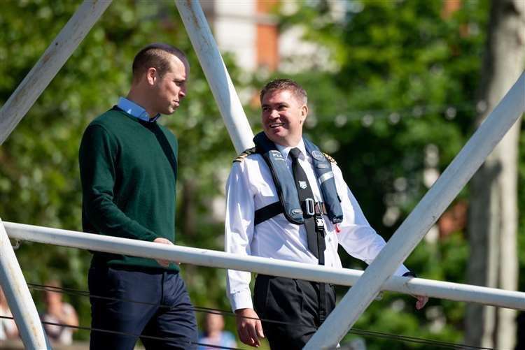 Mark speaking with Prince William at the launch of the drowning prevention strategy Picture: Port of London Authority