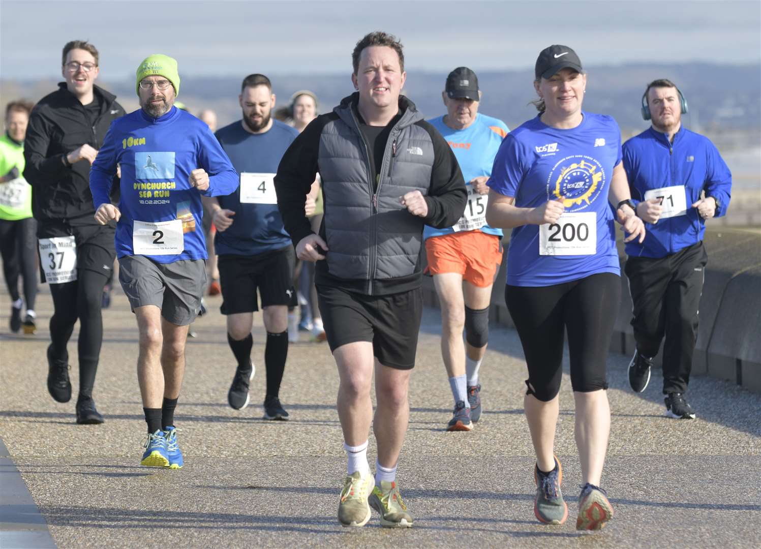 Louise Ward (No.200) and Richard Aldred (No.2) at the Sea Wall with New Romney in their sights. Picture: Barry Goodwin