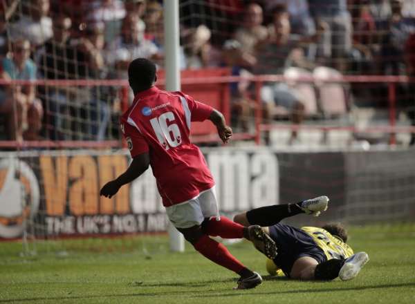 Darren McQueen makes it 4-0 in the 88th minute Picture: Martin Apps