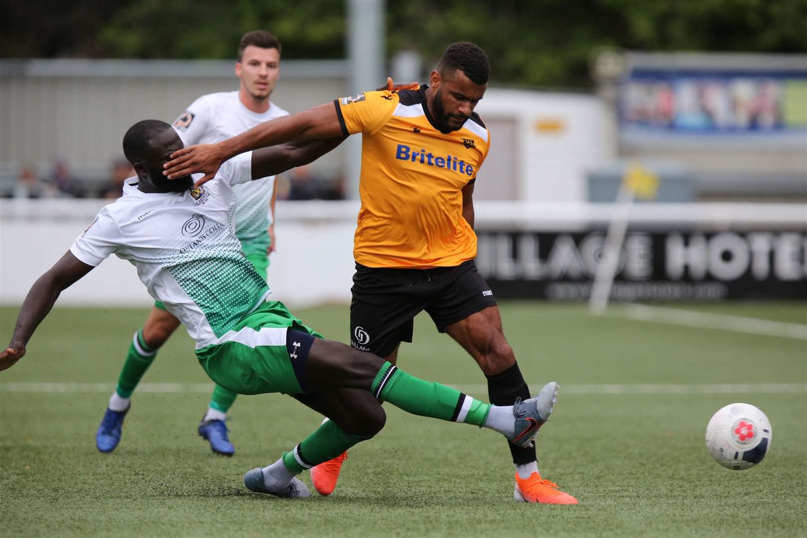 Dan Wishart is challenged by a St Albans defender Picture: Matthew Walker