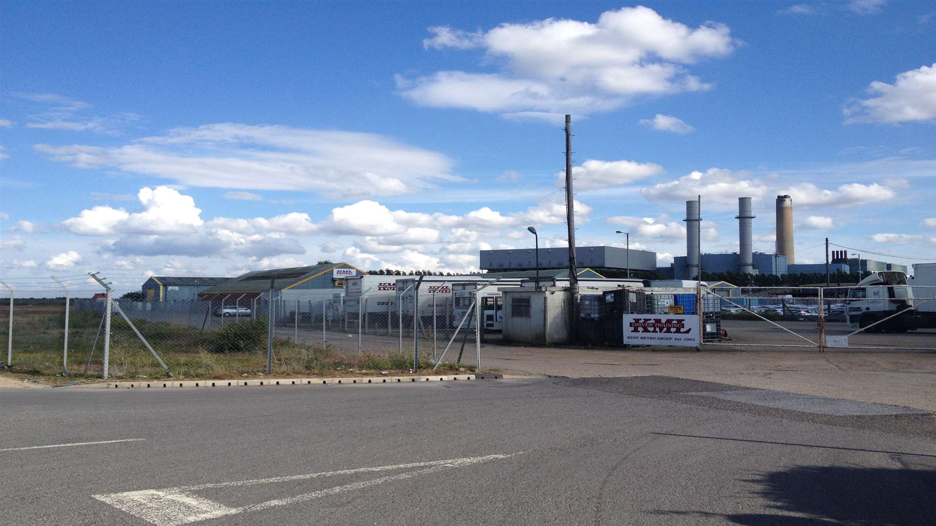 Kingsnorth Industrial Estate, where a man died after being hit by a telegraph pole