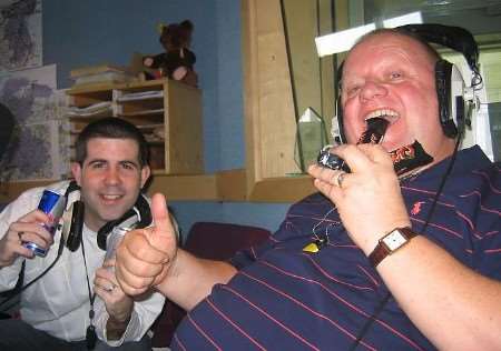 THUMBS UP: Comic Dave Lee, right, with presenter Tony Dibbin. Picture: JO ROBERTSON