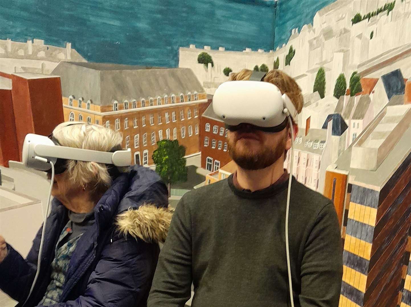 Reporter Rhys Griffiths during his VR flight over the centre of Folkestone. Picture: Folkestone & Hythe District Council