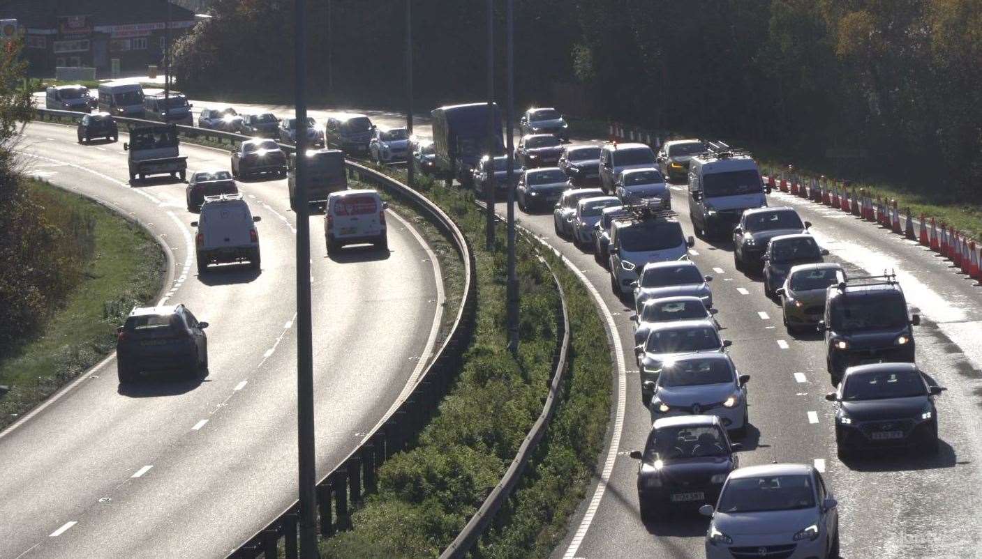 Traffic at Blue Bell Hill in December