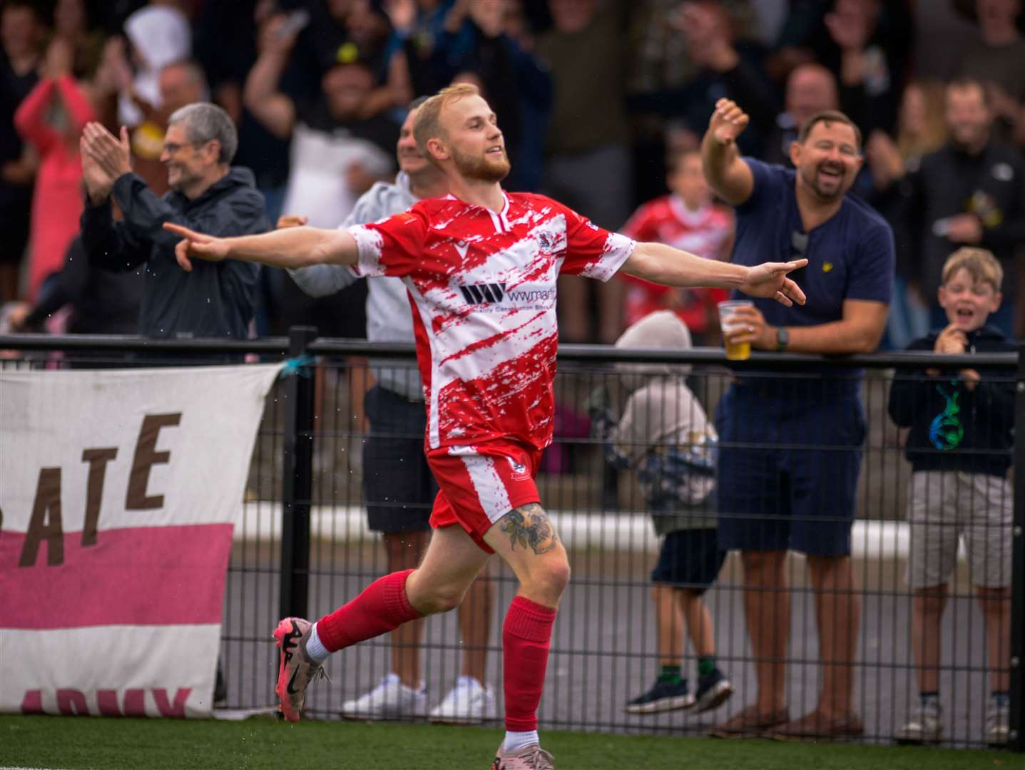 Alfie Paxman celebrates his second goal in Ramsgate's 3-1 over Folkestone. Picture: Stuart Watson