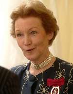 Amanda Cottrell greets the guests at her garden party. Picture: GARY BROWNE